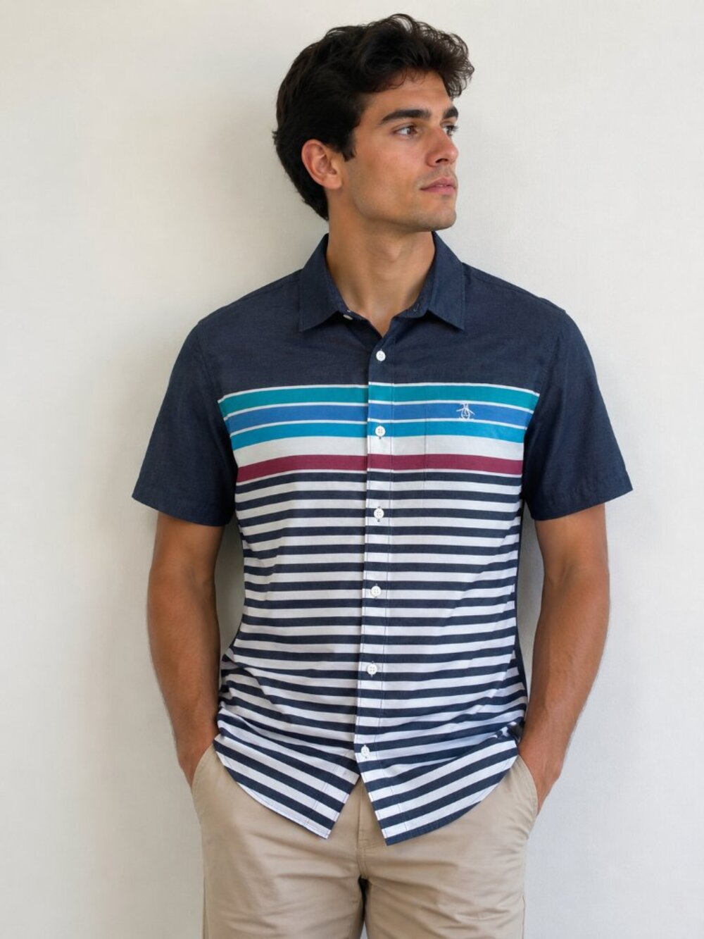Original Penguin Striped Button Up Shirt Men S Blue